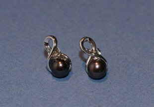 Sudraba auskari ar melnām pērlēm cena un informācija | Auskari | 220.lv