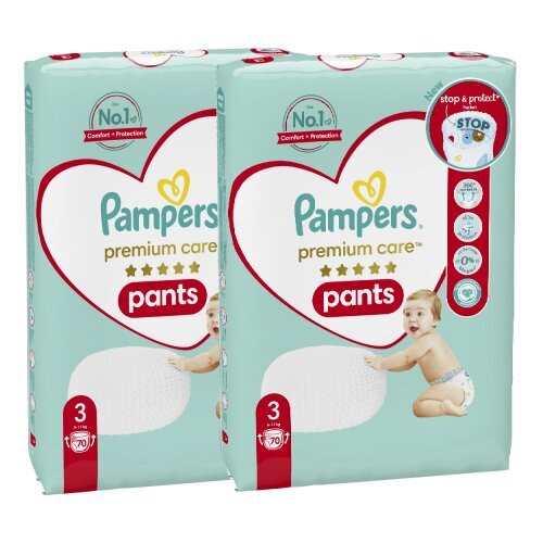 Pampers Premium Care Pants, Izmērs 3, 70 Autiņbiksītes x2 cena un informācija | Autiņbiksītes | 220.lv