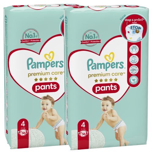 Pampers Premium Care Pants, Izmērs 4, 116 Autiņbiksītes cena un informācija | Autiņbiksītes | 220.lv