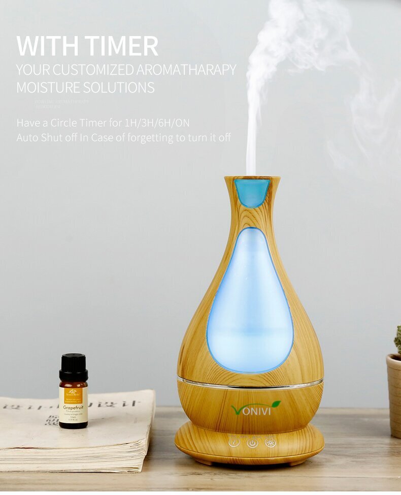 Ultraskaņas ēterisko eļļu smaržas difuzors - mitrinātājs Vonivi Style, 400 ml cena un informācija | Gaisa mitrinātāji | 220.lv