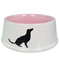 Bļoda suņiem – Dog Fantasy Ceramic Bowl with Dog Motif, White-Pink, 1l cena un informācija | Bļodas, kastes pārtikas | 220.lv