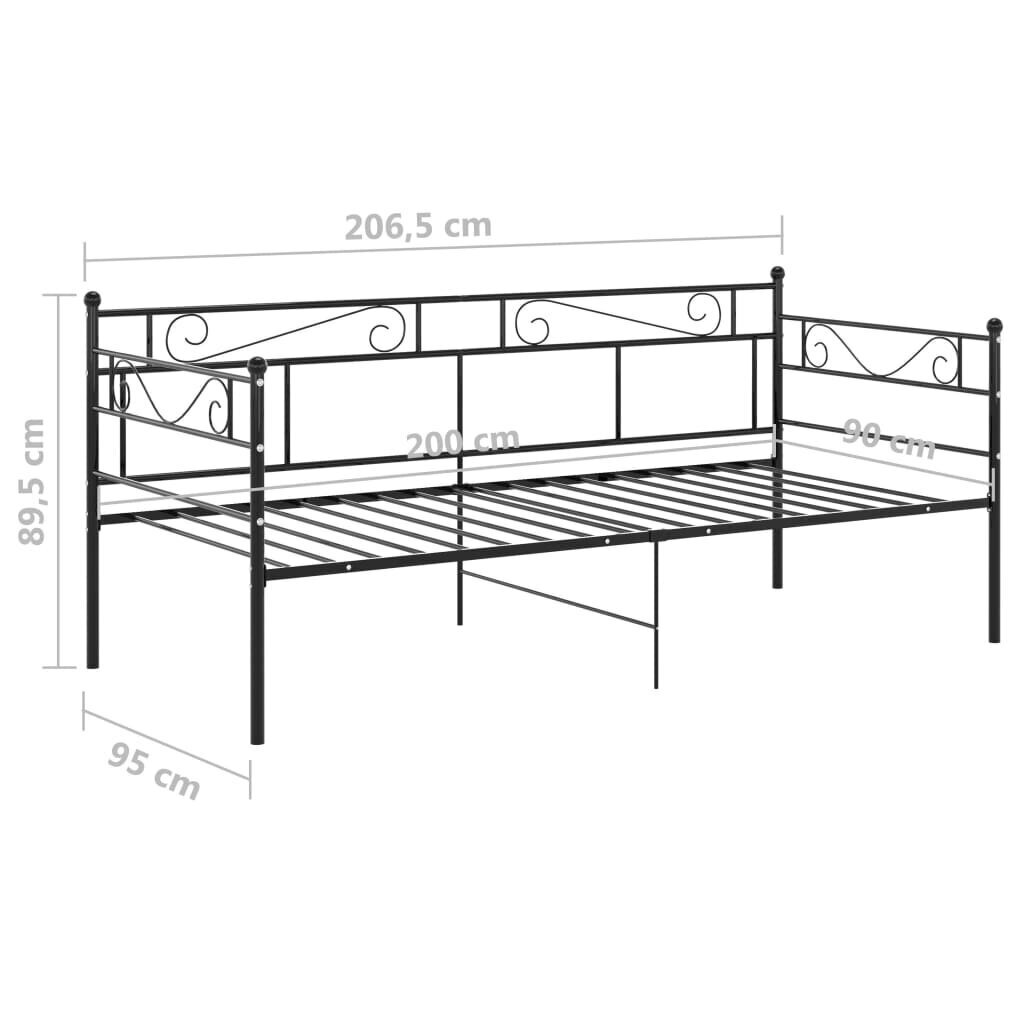 Dīvāngultas rāmis vidaXL, 90x200 cm, melns цена и информация | Gultas | 220.lv