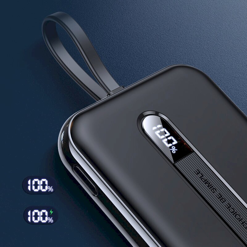 Joyroom Linglong power bank 10000mAh 20W Power Delivery Quick Charge USB / USB Type C / built-in USB Type C cable black (JR-L001 black) цена и информация | Lādētāji-akumulatori (Power bank) | 220.lv