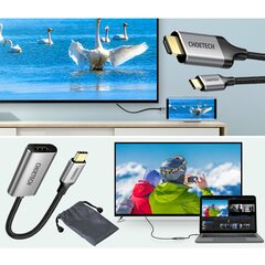 Choetech kit adapter HUB USB Type C - HDMI 2.0 (3840 x 2160 @ 60Hz) gray (HUB-H12) + USB cable Type C - HDMI (3840 x 2160 @ 60Hz) 2m gray (CH0021) цена и информация | Кабели для телефонов | 220.lv