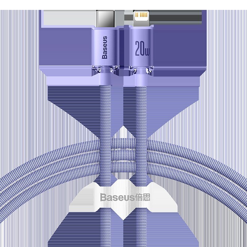 Baseus Crystal cable USB-C to Lightning, 20W, PD, 1.2m (purple) cena un informācija | Savienotājkabeļi | 220.lv