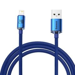 Baseus Crystal cable USB to Lightning, 2.4A, 2m (blue) cena un informācija | Savienotājkabeļi | 220.lv