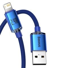 Кабель Baseus Crystal USB на Lightning, 2.4 А, 2 м (синий) цена и информация | Кабели для телефонов | 220.lv