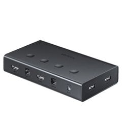 Ugreen KVM (Keyboard Video Mouse) switch 4 x 1 HDMI (female) 4 x USB (female) 4 x USB Type B (female) black (CM293) цена и информация | Адаптеры и USB разветвители | 220.lv