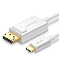 Ugreen unidirectional USB Type C to Display Port 4K 1.5m adapter cable white (MM139) cena un informācija | Savienotājkabeļi | 220.lv