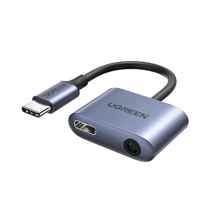 Ugreen audio adapter USB Type C (male) - USB Type C PD QC (female) + 3.5mm mini jack (female) gray (CM231) cena un informācija | Savienotājkabeļi | 220.lv