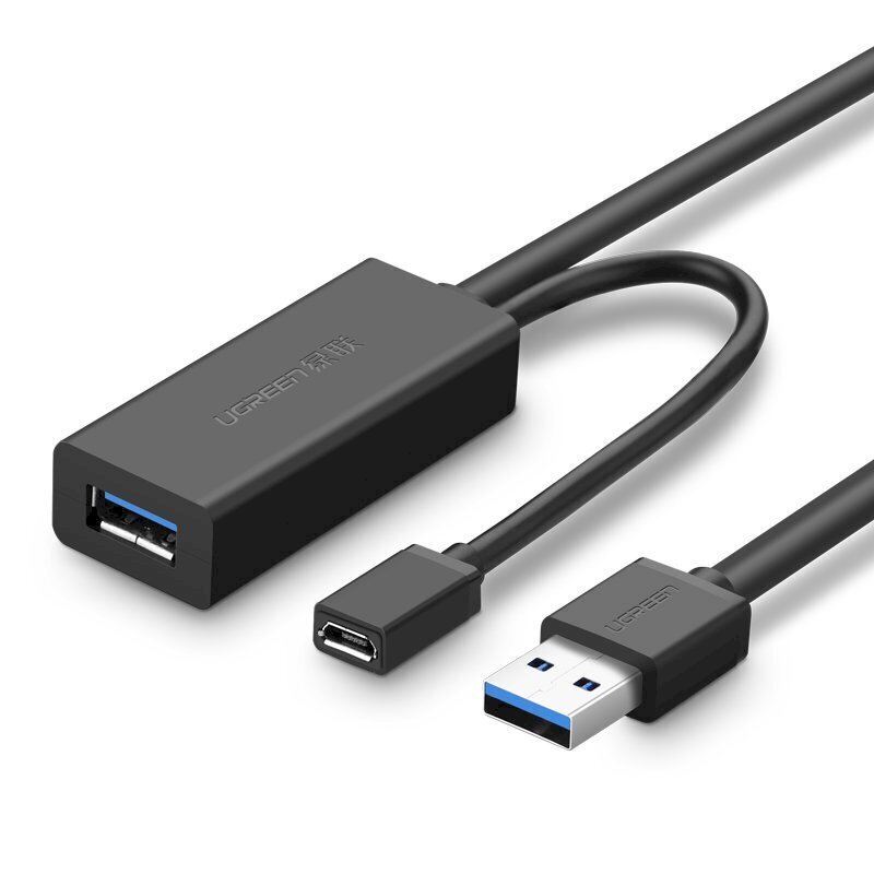 Ugreen Active Kick USB 3.2 Gen 1 Extension Cable (USB 3.0, USB 3.1 Gen 1) 10m Black (US175) цена и информация | Adapteri un USB centrmezgli | 220.lv