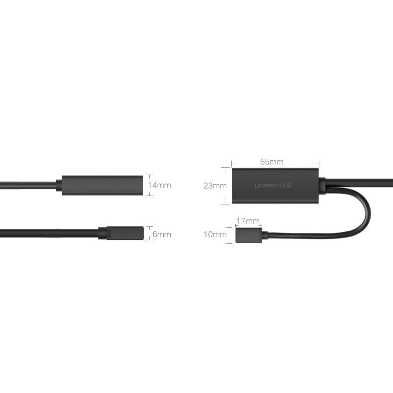 Ugreen Active Kick USB 3.2 Gen 1 Extension Cable (USB 3.0, USB 3.1 Gen 1) 10m Black (US175) cena un informācija | Adapteri un USB centrmezgli | 220.lv