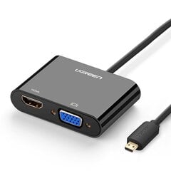 Ugreen video adapter micro HDMI - HDMI + VGA 30cm black (MM115) cena un informācija | Adapteri un USB centrmezgli | 220.lv