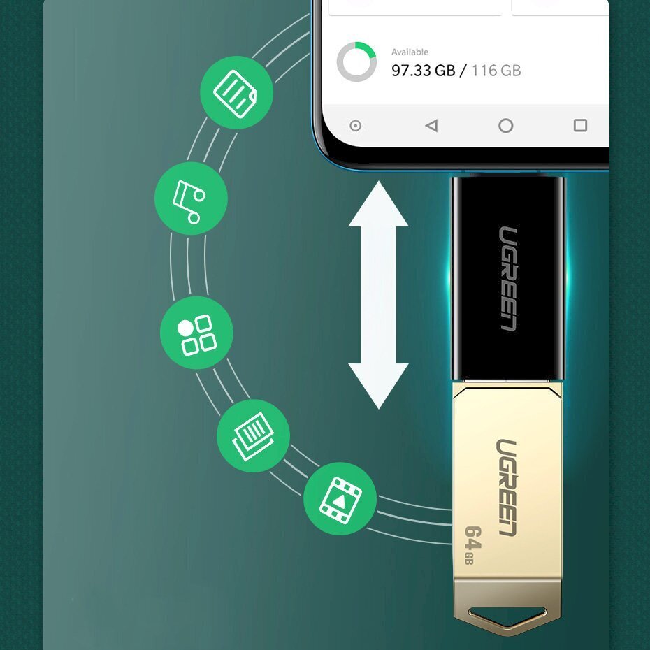 Ugreen micro USB - USB 2.0 OTG adapter white (US195) cena un informācija | Savienotājkabeļi | 220.lv