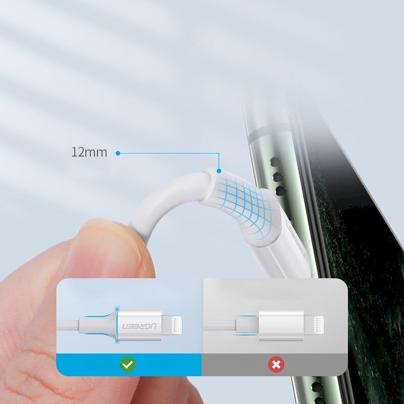Ugreen MFi USB Type C - Lightning cable 3A 2m white (US171) cena un informācija | Savienotājkabeļi | 220.lv