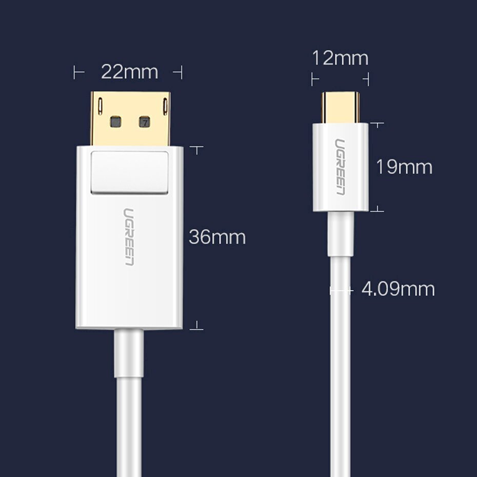 Ugreen unidirectional USB Type C to Display Port 4K 1.5m Black (MM139) Adapter Cable cena un informācija | Savienotājkabeļi | 220.lv