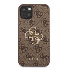 GUHCP13M4GMGBR Guess PU 4G Metal Logo Case for iPhone 13 Brown cena un informācija | Telefonu vāciņi, maciņi | 220.lv