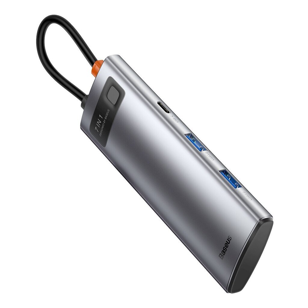 "Baseus Metal Gleam" serijos daugiafunkcinis USB HUB 7in1 C tipo HDMI TF PD kortelių skaitytuvas pilkos spalvos цена и информация | Adapteri un USB centrmezgli | 220.lv