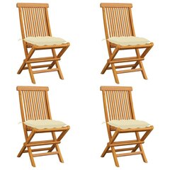 Dārza krēsli vidaXL, 4 gab., krēmbalti matrači cena un informācija | Dārza krēsli | 220.lv