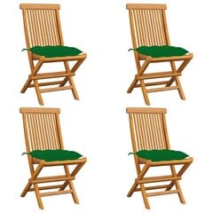 Dārza krēsli vidaXL, 4 gab., zaļi matrači cena un informācija | Dārza krēsli | 220.lv