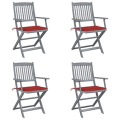 Saliekami āra krēsli ar matračiem vidaXL, 4 gab. цена и информация | Садовые стулья, кресла, пуфы | 220.lv