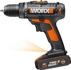 Аккумуляторная дрель-винтоверт Worx WX101.1, 20 В, 1,5 Ач цена и информация | Шуруповерты, дрели | 220.lv