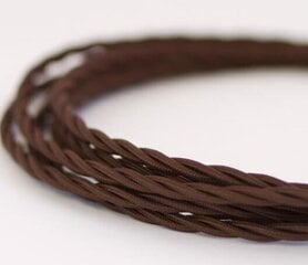 Tekstila kabelis, savīts 3x1,5 mm, brūns, 5 m cena un informācija | Auduma vadi un spaiļu bloki | 220.lv