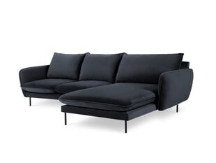 Stūra dīvāns Cosmopolitan Design Vienna, velūrs, tumši zils/melns cena un informācija | Stūra dīvāni | 220.lv