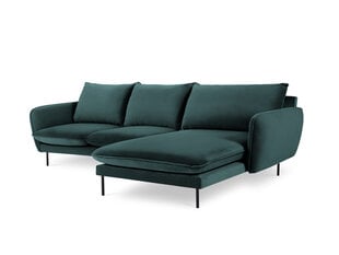 Stūra dīvāns Cosmopolitan Design Vienna, velūrs, tumši zaļš/melns cena un informācija | Stūra dīvāni | 220.lv
