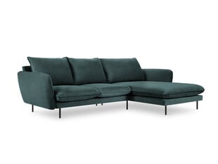 Stūra dīvāns Cosmopolitan Design Vienna, velūrs, tumši zaļš/melns cena un informācija | Stūra dīvāni | 220.lv
