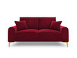 Divvietīgs dīvāns Mazzini Sofas Madara, velūrs, sarkans/zeltainas krāsas cena un informācija | Dīvāni | 220.lv