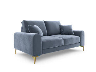 Divvietīgs dīvāns Mazzini Sofas Madara, velūrs, gaiši zils/zeltainas krāsas cena un informācija | Dīvāni | 220.lv