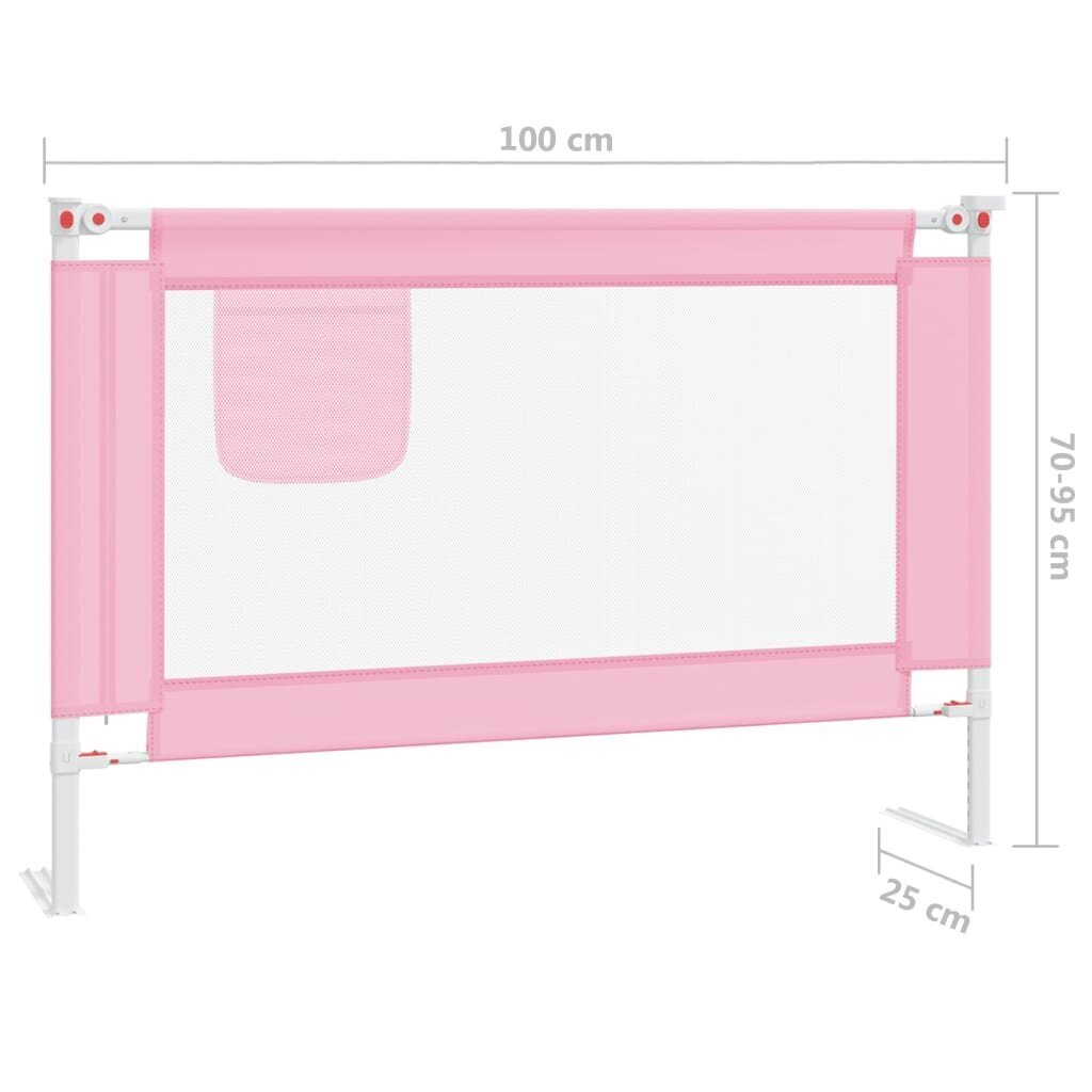 Aizsargbarjera bērnu gultai vidaXL, rozā, 100x25cm cena un informācija | Bērnu drošības preces | 220.lv