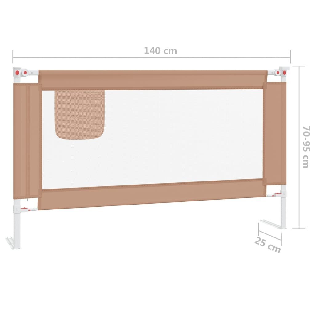 Aizsargbarjera bērnu gultai vidaXL, taupe, 140x25cm cena un informācija | Bērnu drošības preces | 220.lv