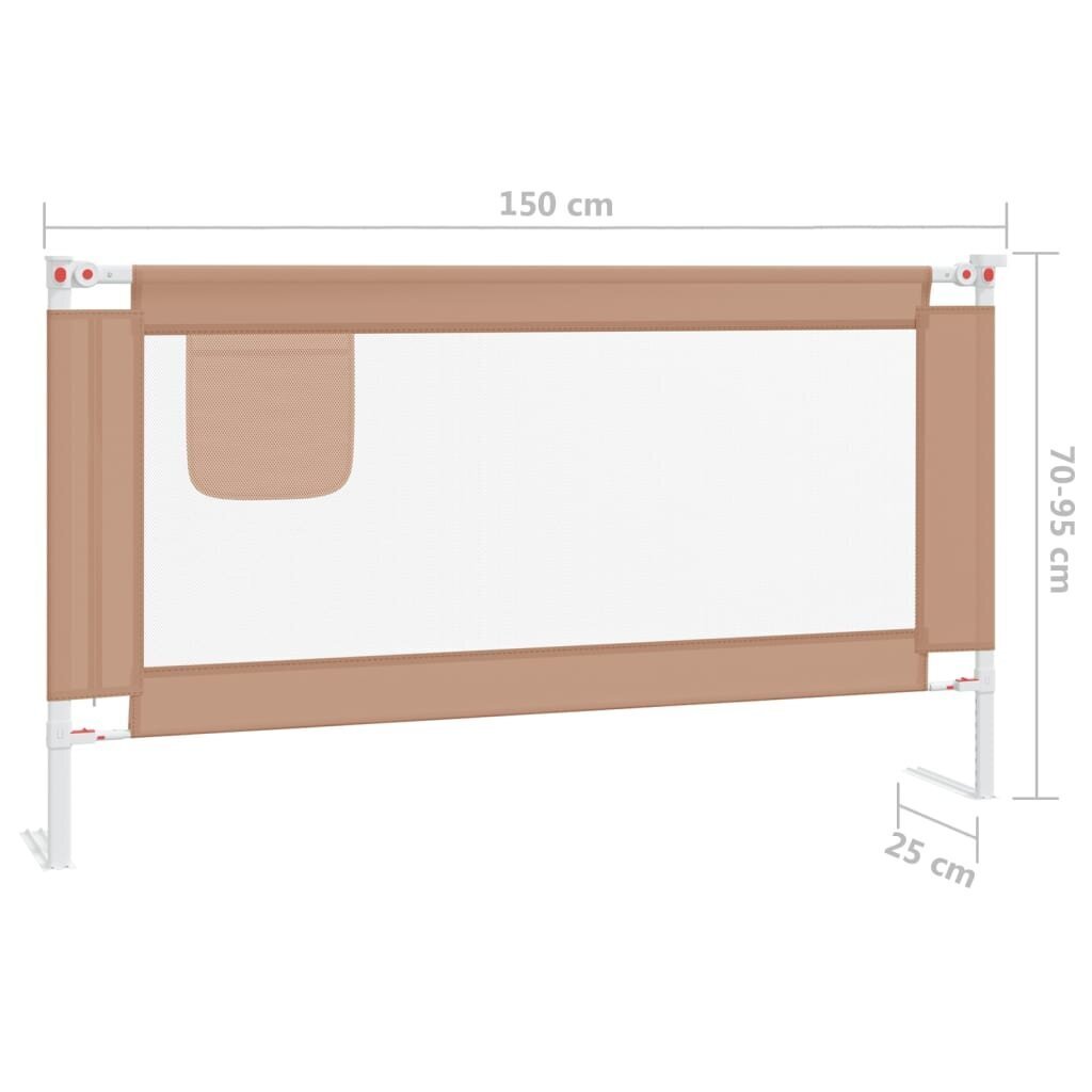 Aizsargbarjera bērnu gultai vidaXL, taupe, 150x25cm cena un informācija | Bērnu drošības preces | 220.lv