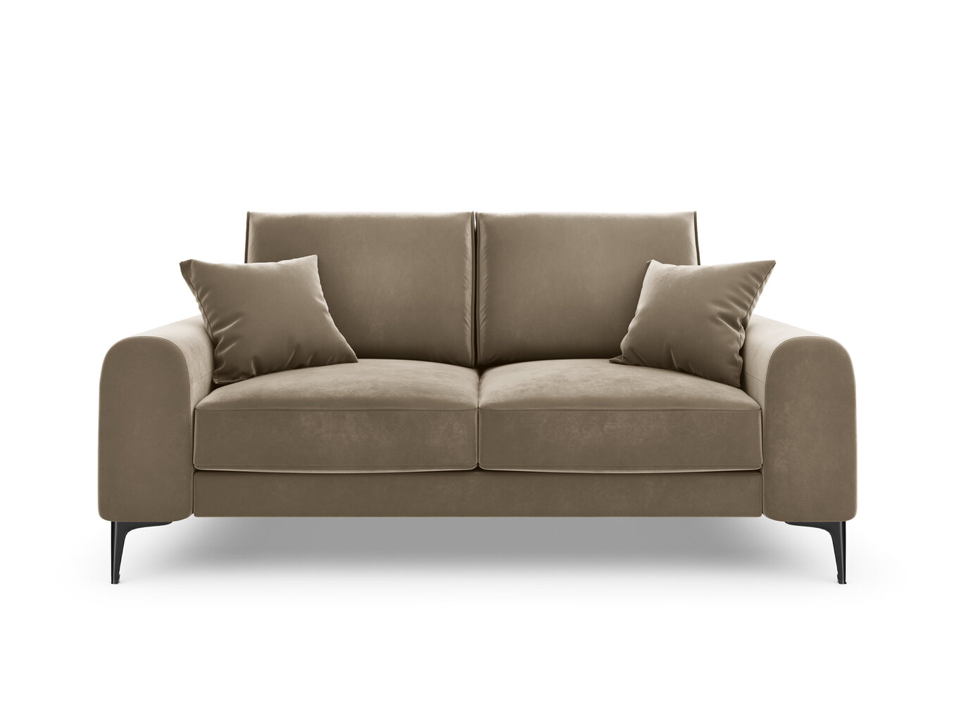 Divvietīgs dīvāns Mazzini Sofas Madara, velūrs, smilškrāsas/melns cena un informācija | Dīvāni | 220.lv