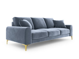 Trīsvietīgs dīvāns Mazzini Sofas Madara, velūrs, gaiši zils/zeltainas krāsas cena un informācija | Dīvāni | 220.lv