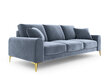 Trīsvietīgs dīvāns Mazzini Sofas Madara, velūrs, gaiši zils/zeltainas krāsas цена и информация | Dīvāni | 220.lv