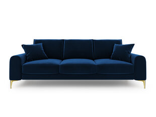 Trīsvietīgs dīvāns Mazzini Sofas Madara, velūrs, tumši zils/zeltainas krāsas cena un informācija | Dīvāni | 220.lv