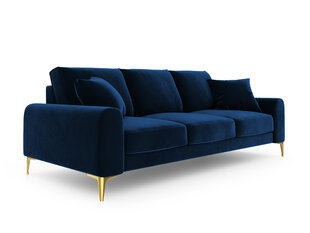 Trīsvietīgs dīvāns Mazzini Sofas Madara, velūrs, tumši zils/zeltainas krāsas cena un informācija | Dīvāni | 220.lv
