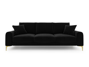Trīsvietīgs dīvāns Mazzini Sofas Madara, velūrs, melns/zeltainas krāsas cena un informācija | Dīvāni | 220.lv