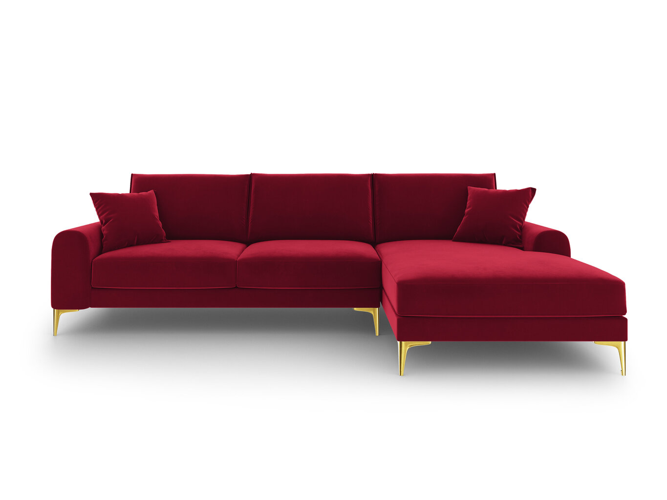 Stūra dīvāns Mazzini Sofas Madara, velūrs, sarkans/zeltainas krāsas cena un informācija | Stūra dīvāni | 220.lv