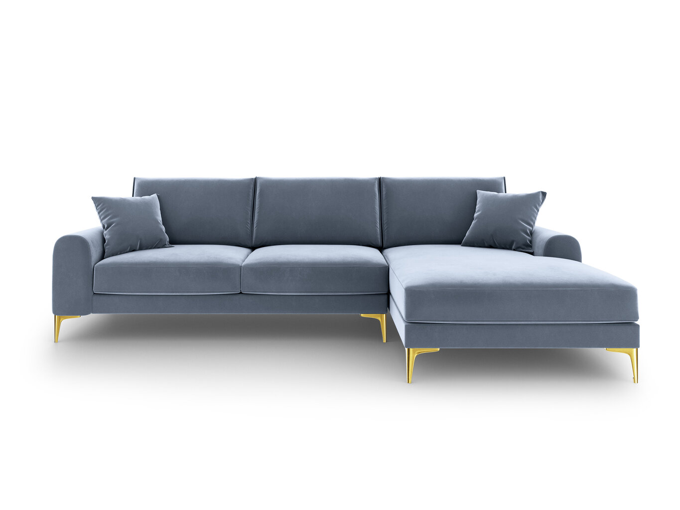Stūra dīvāns Mazzini Sofas Madara, velūrs, gaiši zils/zeltainas krāsas cena un informācija | Stūra dīvāni | 220.lv