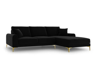 Stūra dīvāns Mazzini Sofas Madara, velūrs, melns/zeltainas krāsas cena un informācija | Stūra dīvāni | 220.lv