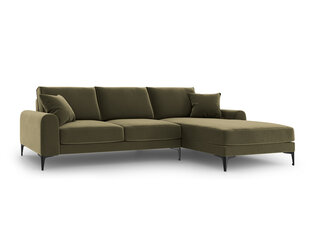 Stūra dīvāns Mazzini Sofas Madara, velūrs, zaļš/melns cena un informācija | Stūra dīvāni | 220.lv