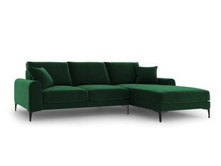 Stūra dīvāns Mazzini Sofas Madara, velūrs, tumši zaļš/melns cena un informācija | Stūra dīvāni | 220.lv