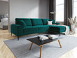 Stūra dīvāns Mazzini Sofas Madara, velūrs, gaiši zaļš/melns cena un informācija | Stūra dīvāni | 220.lv