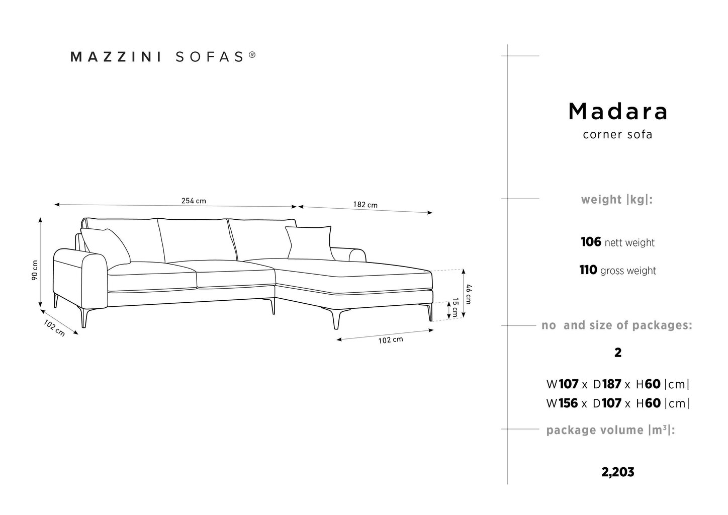 Stūra dīvāns Mazzini Sofas Madara, velūrs, gaiši pelēks/melns cena un informācija | Stūra dīvāni | 220.lv