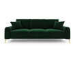 Trīsvietīgs dīvāns Mazzini Sofas Madara, velūrs, tumši zaļš/zeltainas krāsas цена и информация | Dīvāni | 220.lv
