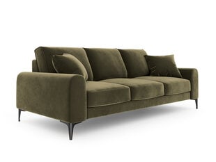 Трехместный диван Mazzini Sofas Madara, велюр, зеленый/черный цена и информация | Диваны | 220.lv